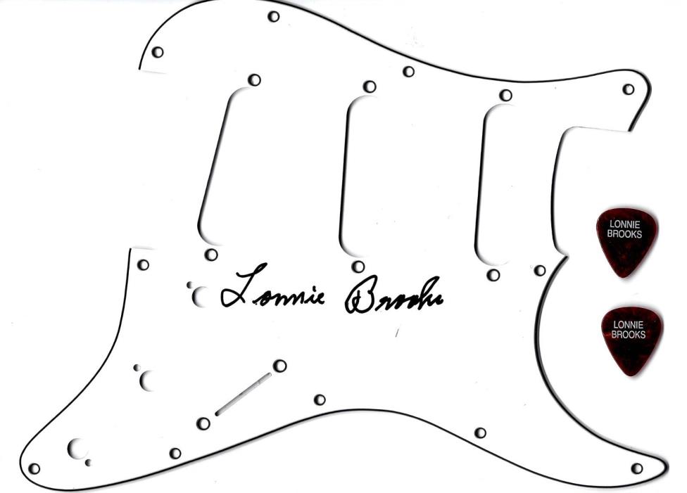LONNIE BROOKS-CHICAGO BLUES LEGEND-SIGNED-AUTOGRAPH GUITAR PICK GUARD-WITH PICK