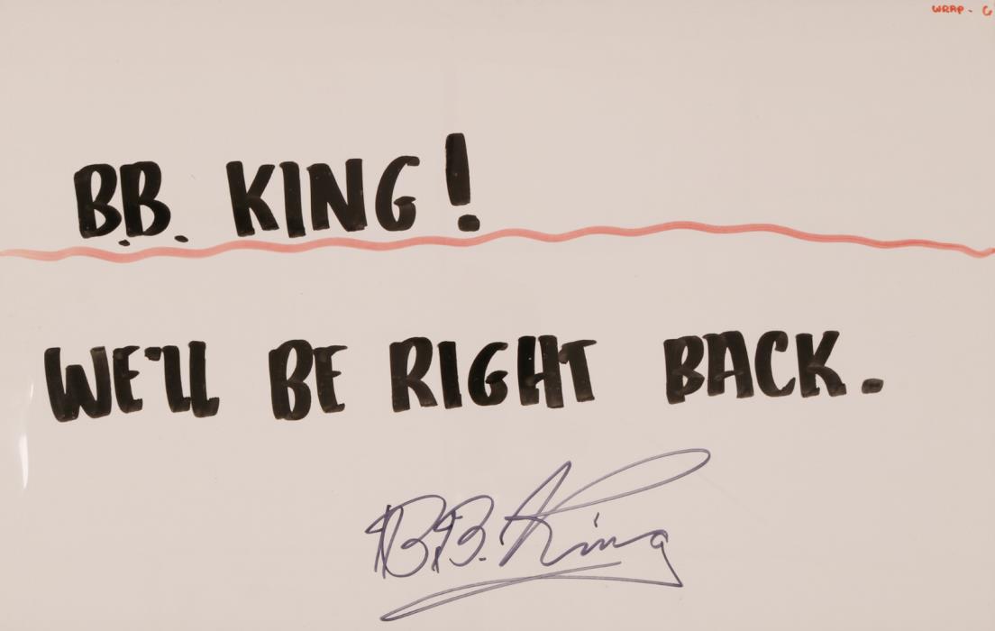 BB King signed autographed television concert sign! RARE! Guaranteed Authentic!