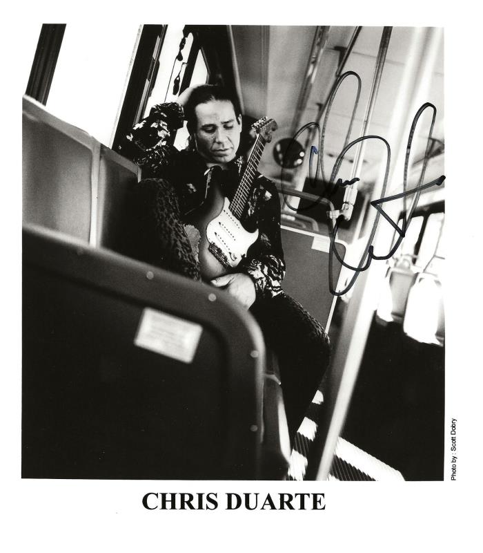 CHRIS DUARTE-TEXAS GUITAR HERO-SIGNED-AUTOGRAPH-B-W PUBLICITY PHOTO