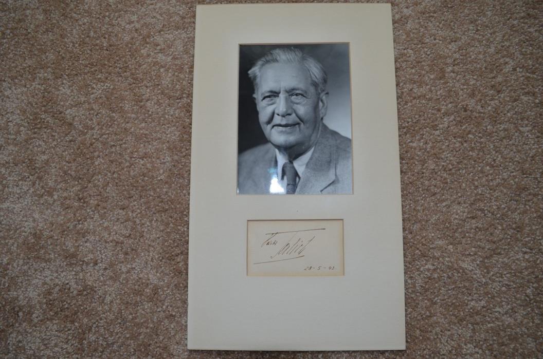Conductor Vaclav Talich Signed Card attached to mat and Photograph May 28, 1943