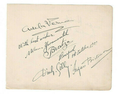 Yovanovitch Bratza, Dinh Gilly, Adela Verne Signed Page 1927 / Autographed