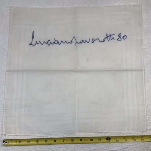 Luciano Pavarotti Signed Handkercheif White Opera Three Tenors 1980