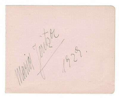 Maria Jeritza Signed Page 1929 / Czeck Soprana Autographed