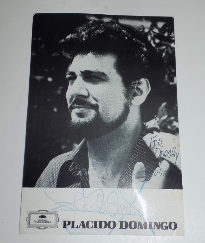 VINTAGE YOUNG PLACIDO DOMINGO PICTURE CARD SIGNATURE AND GREETING