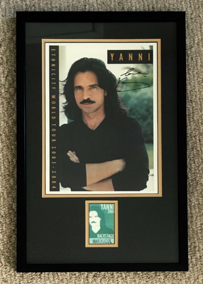 Yanni Autographed Framed 15 x 23 Photo with Backstage Pass 2004