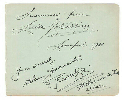 Luisa Tetrazzini & Yovanovitch Bratza Signed Page 1922 / Opera Autographed