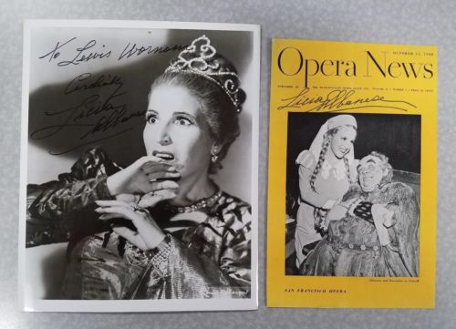 TWO Licia Albanese signed autographed items: vintage 8x10 photo & Opera program