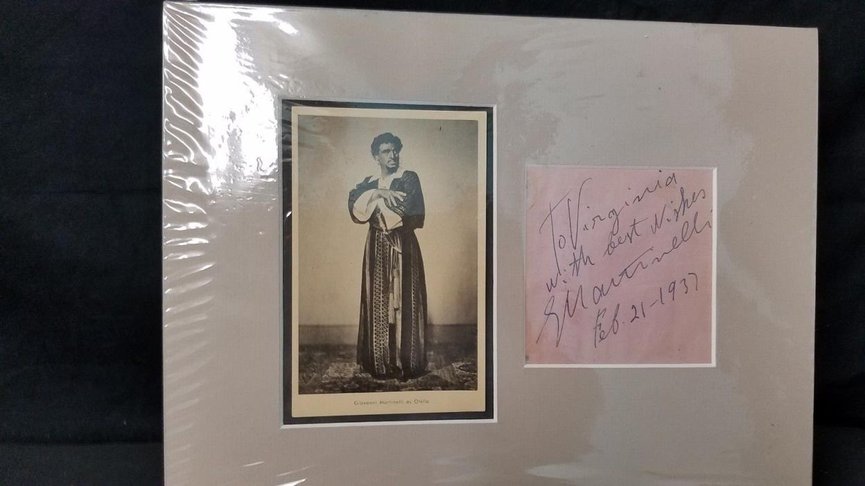 4 x 6 Picture of Giovanni Martinelli as Otello and a Signed Note dated 2/21/1937