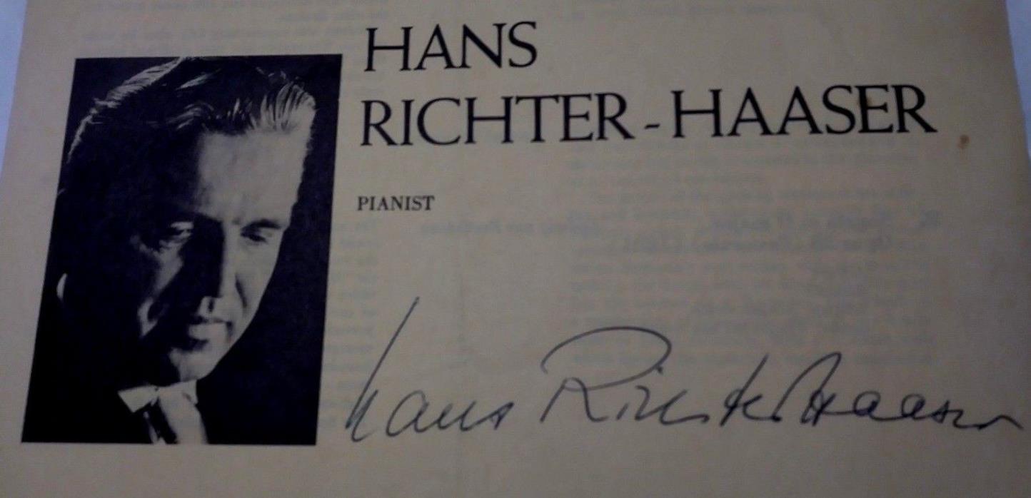 Hans Richter - Haaser Real Signature Pianist 60' Communnity  Concert Association