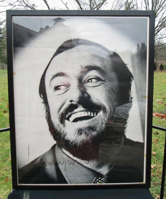 Signed Luciano Pavarotti Opera Singer Autographed MCM Photograph Poster Framed