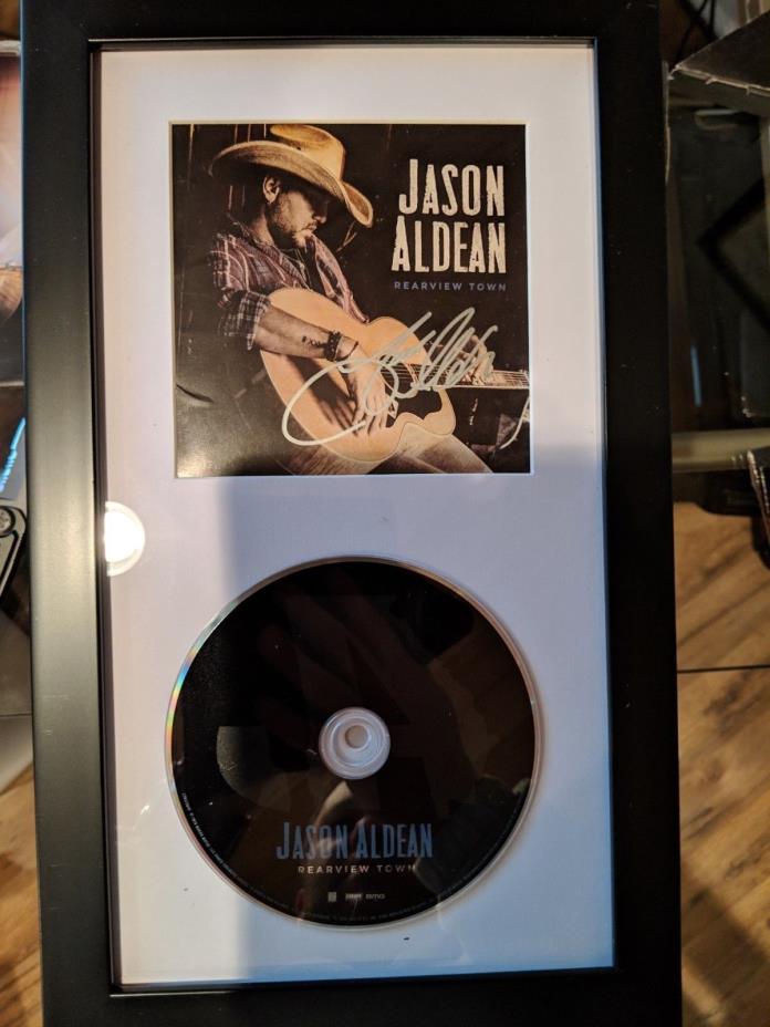 Framed Jason Aldean Autograph Signed Cd Booklet/ CD Rearview Town