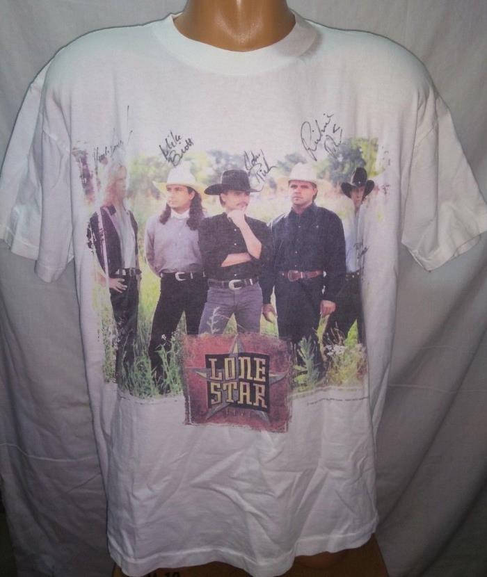 Vintage LONE STAR Country Music Band 1995 Signed Autograph Tour T-Shirt - Large