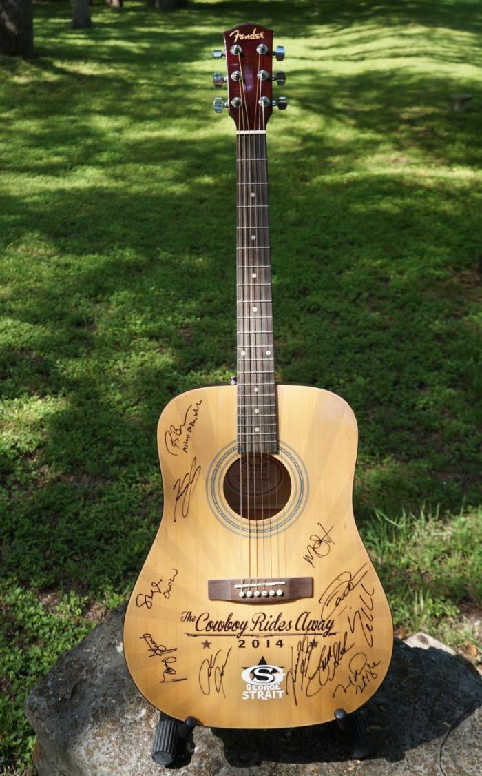 George Strait Signed Guitar - 2014 Cowboy Rides Away Tour Dallas/Arlington show