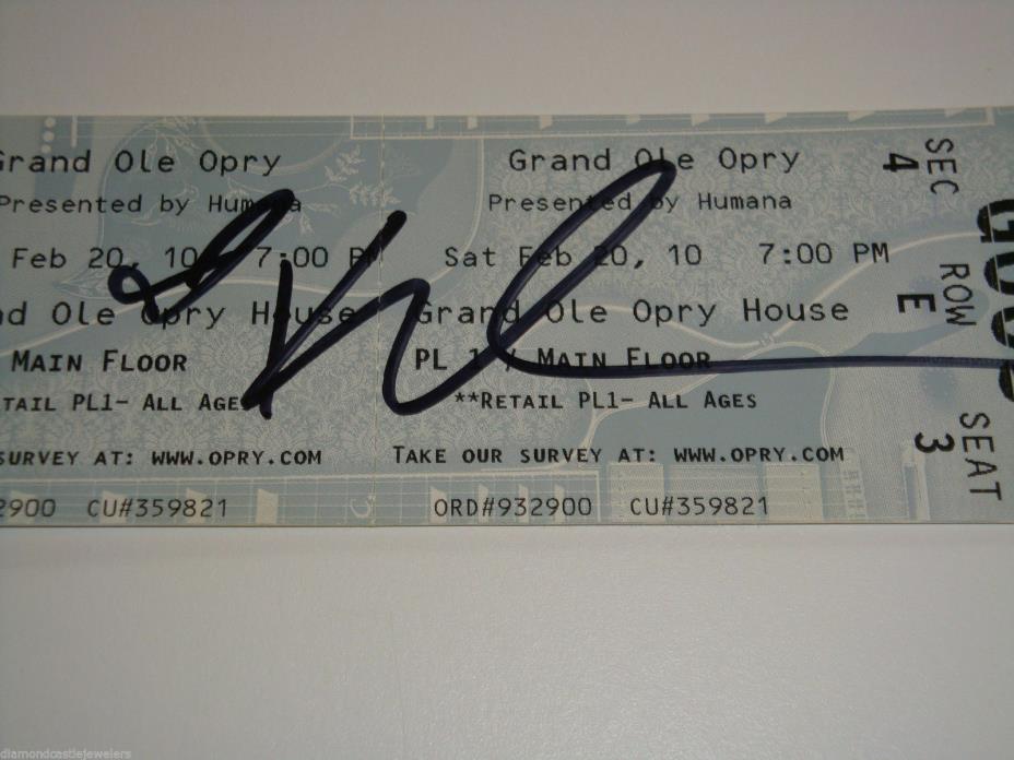 KELLIE PICKLER AUTOGRAPH SIGNED GRAND OLE OPRY CONCERT TICKET FEBRUARY 2010