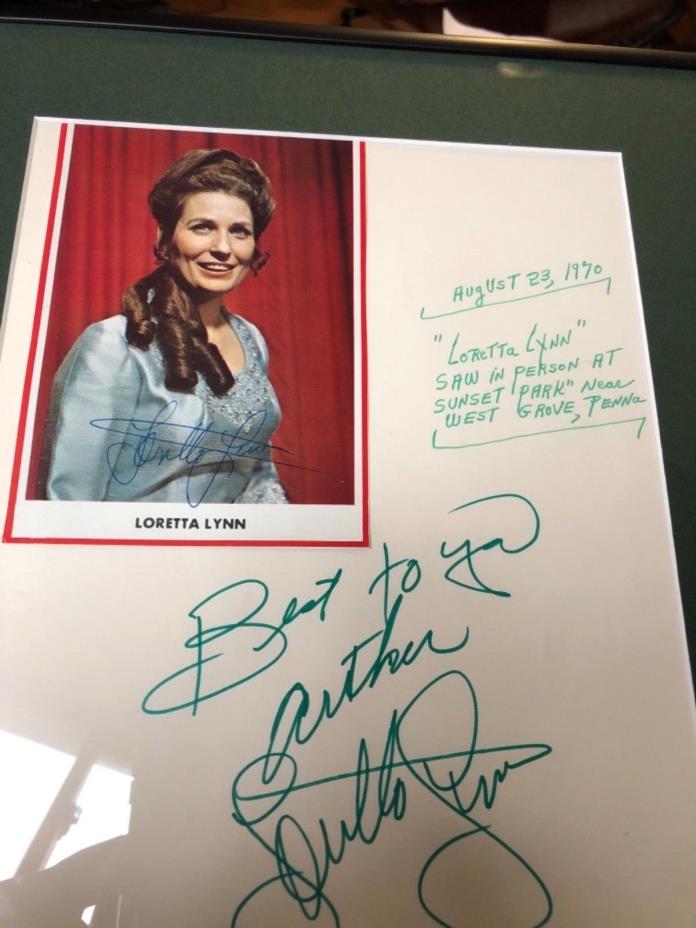 Loretta Lynn Autographed Framed and Matted Signed TWICE