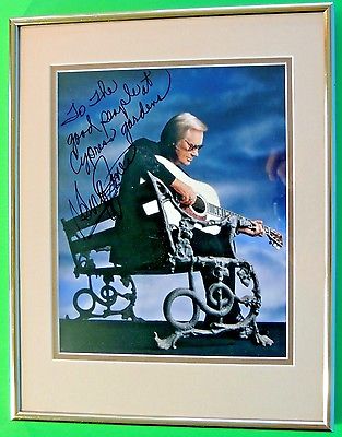 Rare Country Legend George Jones Autograph Signature Picture Framed Possum Photo