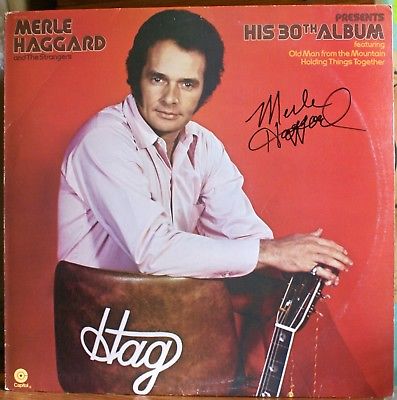 Merle Haggard Autographed Signed LP Presents His 30th Album Capitol Record