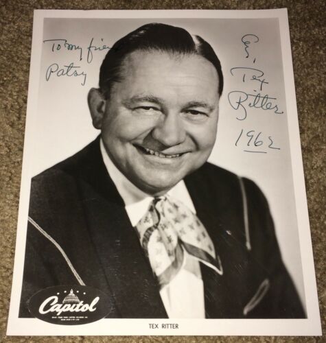 Tex Ritter Signed 8x10 B&W Capitol Promotional Photo! 1962 Autograph
