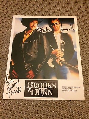 Vintage Brooks And Dunn Fan Club Signed 8x10 Kik Brooks & Ronnis Dunn Rare Auto