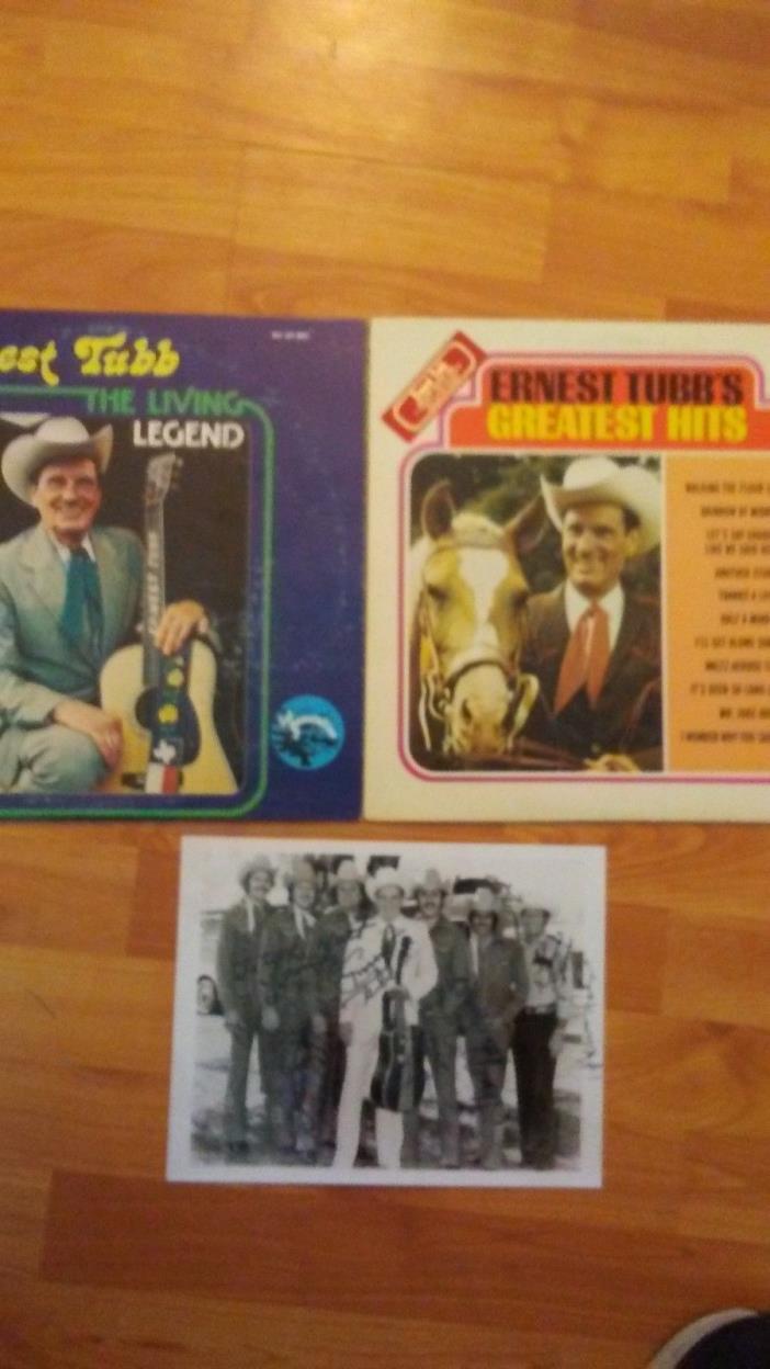 RARE AUTOGRAPHED band photo ERNEST TUBB TEXAS TROUBADOURS AND 2 SIGNED LPS