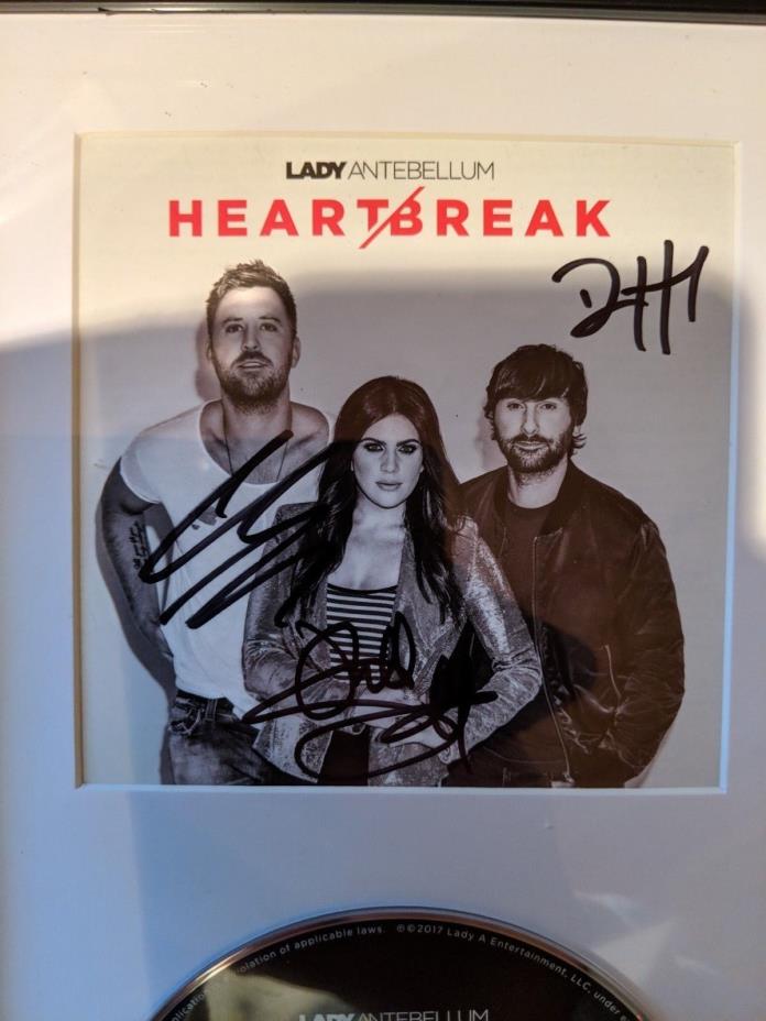 Framed Lady Antebellum Autograph Signed Cd Booklet/ CD Heartbreak