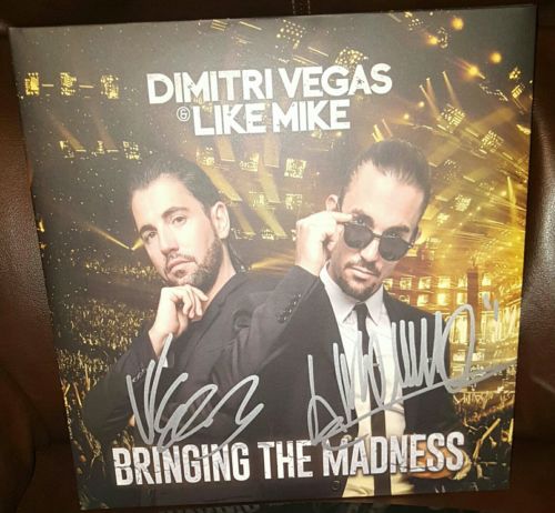DIMITRI VEGAS & LIKE MIKE signed auto BRINGING THE MADNESS Vinyl 2LP PROOF