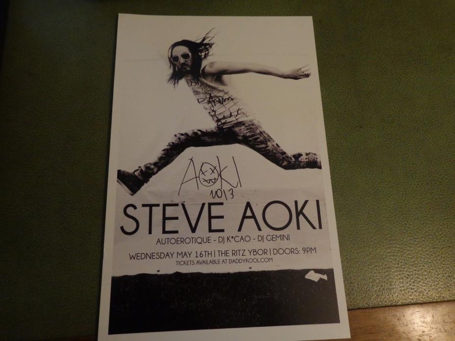 Rare Signed / Autographed Promo Poster HOUSE TECHNO DJ STEVE AOKI