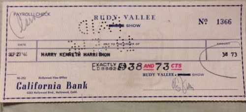 Rudy Vallee Signed Check Singer