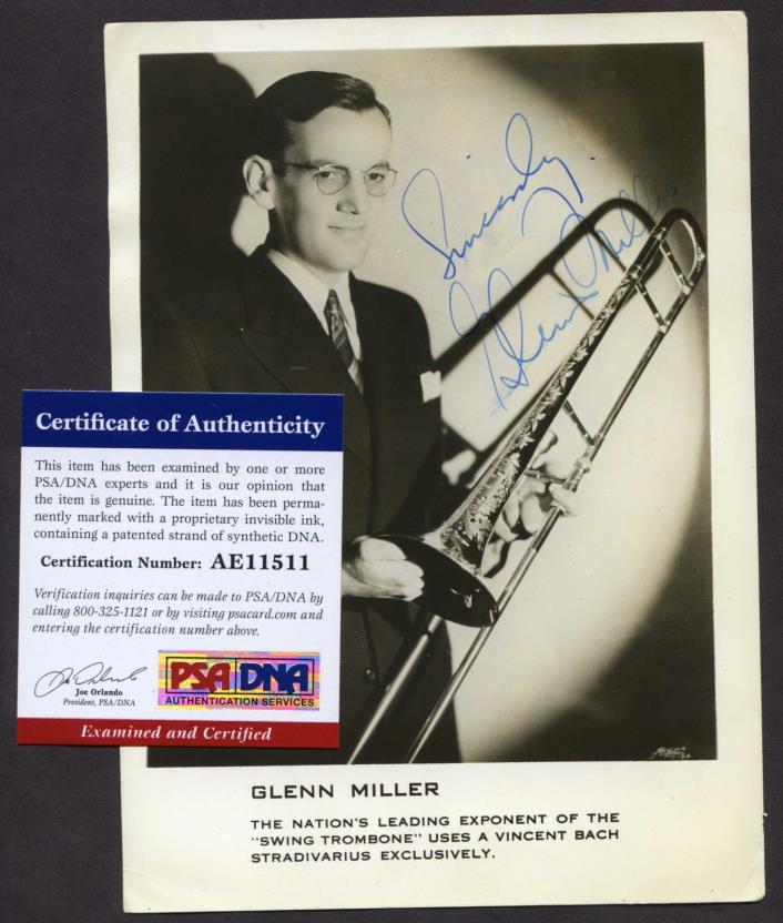 GLENN MILLER (d. 1944) signed 5x7 photo autograph PSA/DNA COA Big Band signature