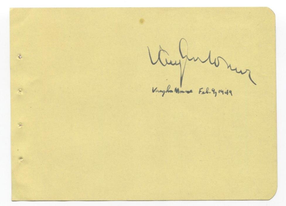 Vaughn Monroe Signed Album Page Autographed 1949
