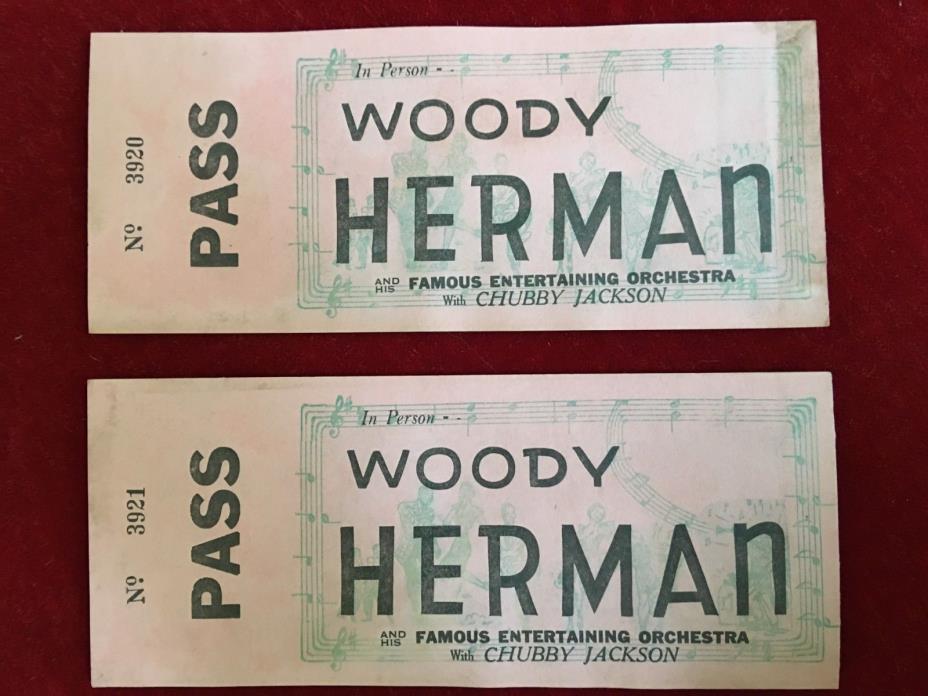 VINTAGE 1940'S WOODY HERMAN & HIS FAMOUS ENTERTAINING ORCHESTRA  TICKETS