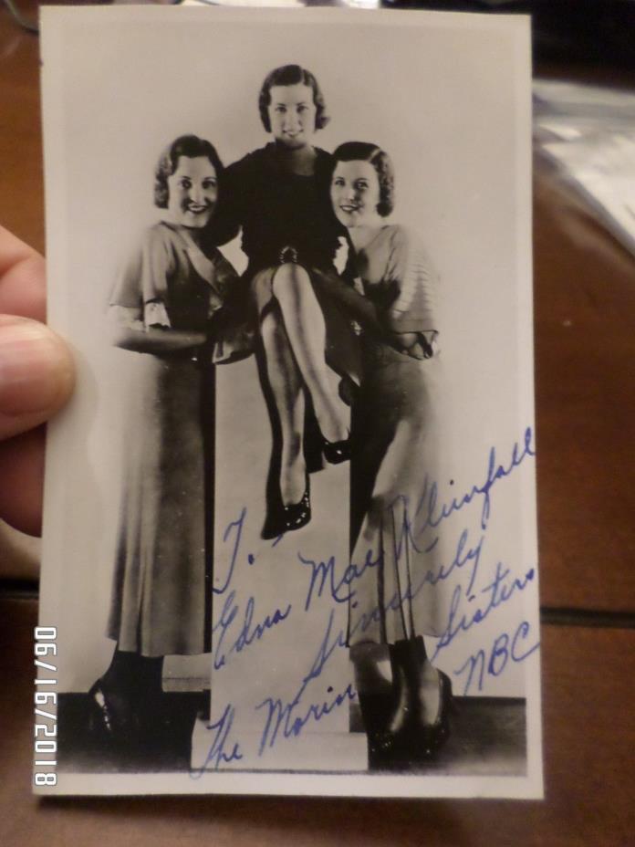 VINTAGE 1930s Photo Card Signed by the MARIN SISTERS NBC RADIO