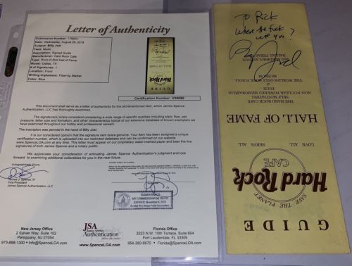 Billy Joel Rare Autographed Vintage Hard Rock F*** WORD Signed Pamphlet JSA LOA