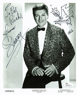 Liberace Authentic Signed B&W 8x10 Promo Photo w/ Piano Sketch JSA #R20168