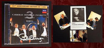 PLACIDO DOMINGO SIGNED - THREE TENORS CD-DVD SET, 25th Anniv Ed Rome 1990 PHOTOS