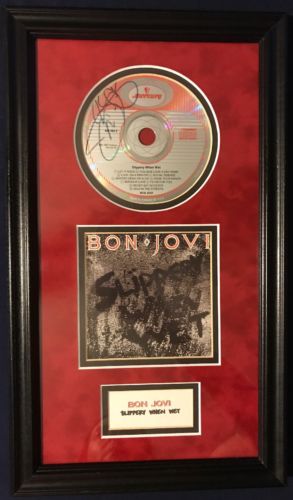 BON JOVI Slippery When Wet Album/ Disc/CD signed autograph custom framed display