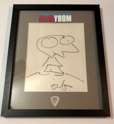 Moby Sketch Autograph Guitar Pick Display With COA