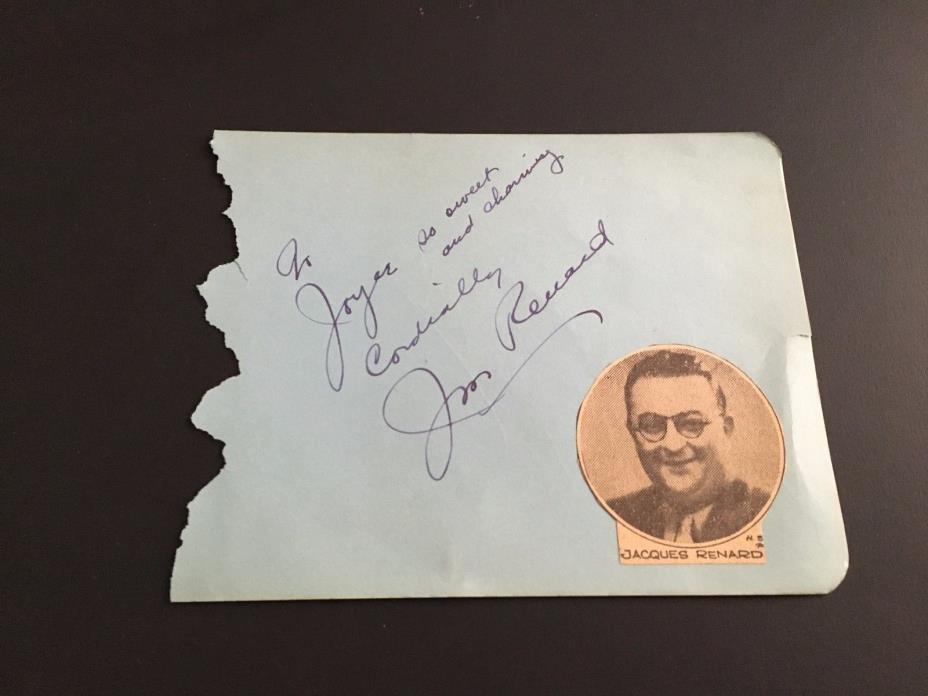 Jacques Renard and Teddy Joyce Musicians Hand Signed Autograph Slip Very Rare