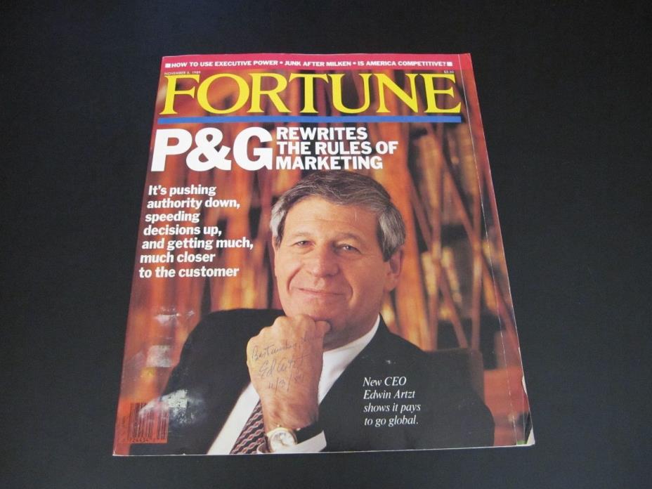 AUTOGRAPHED Fortune Magazine 1989 - Procter & Gamble CEO Edwin Artzi