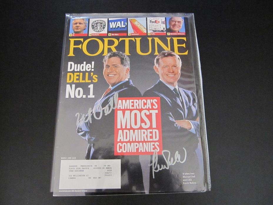 AUTOGRAPHED Fortune Magazine- March 2005 - Michael Dell / CEo Kevin Rollins