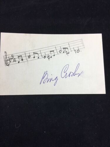 Bing Crosby Signed Vintage 3x5 Index Card W/ Rare Musical Drawn Notes Legend