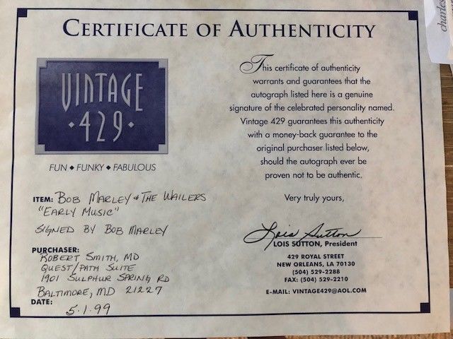 Signed vintage Bob Marley Album