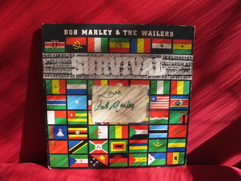 Bob Marley Hand Signed Autograph On Card Tape On Survival LP,  MUST SEE!!