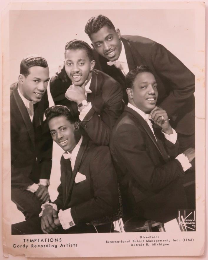 THE TEMPTATIONS 1960s Signed PROMOTIONAL PHOTOGRAPH Gordy Records COA, GUARANTEE