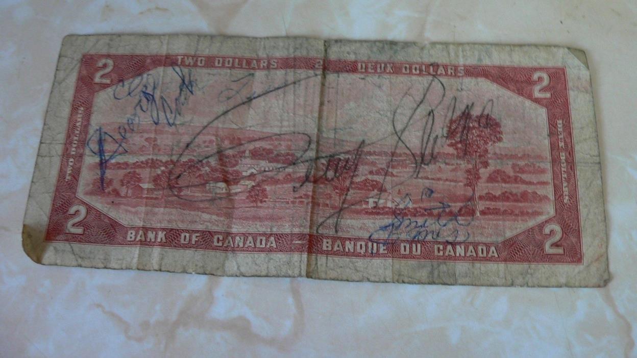Percy Sledge autographed Canadian 2 Dollar Bill at Va Tech Concert 1968