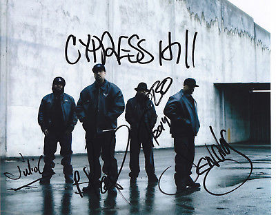 CYRPESS HILL SIGNED COMPLETE BAND JULIO G BOBO SEN DOG B-REAL 8X10 PHOTO  PROOF