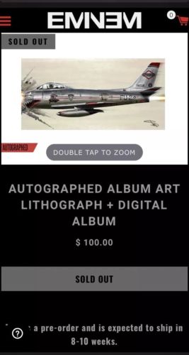 Eminem Signed Kamikaze Lithograph Record Art RARE Slim Shady Autograph