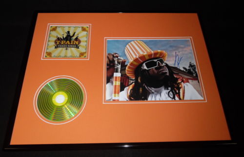 T Pain Signed Framed 16x20 Three Ringz CD & Photo Display AW