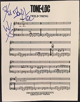 TONE LOC signed WILD THING Sheet Music Autographed