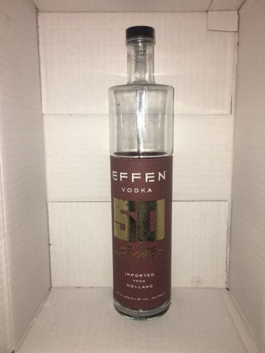 Effen Vodka 50 Cent Super Bowl 50 L Football Bottle EMPTY Collectors Bar Decor